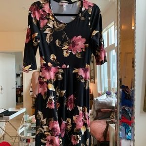 Black/Floral Easter Dress (Below the Knee)